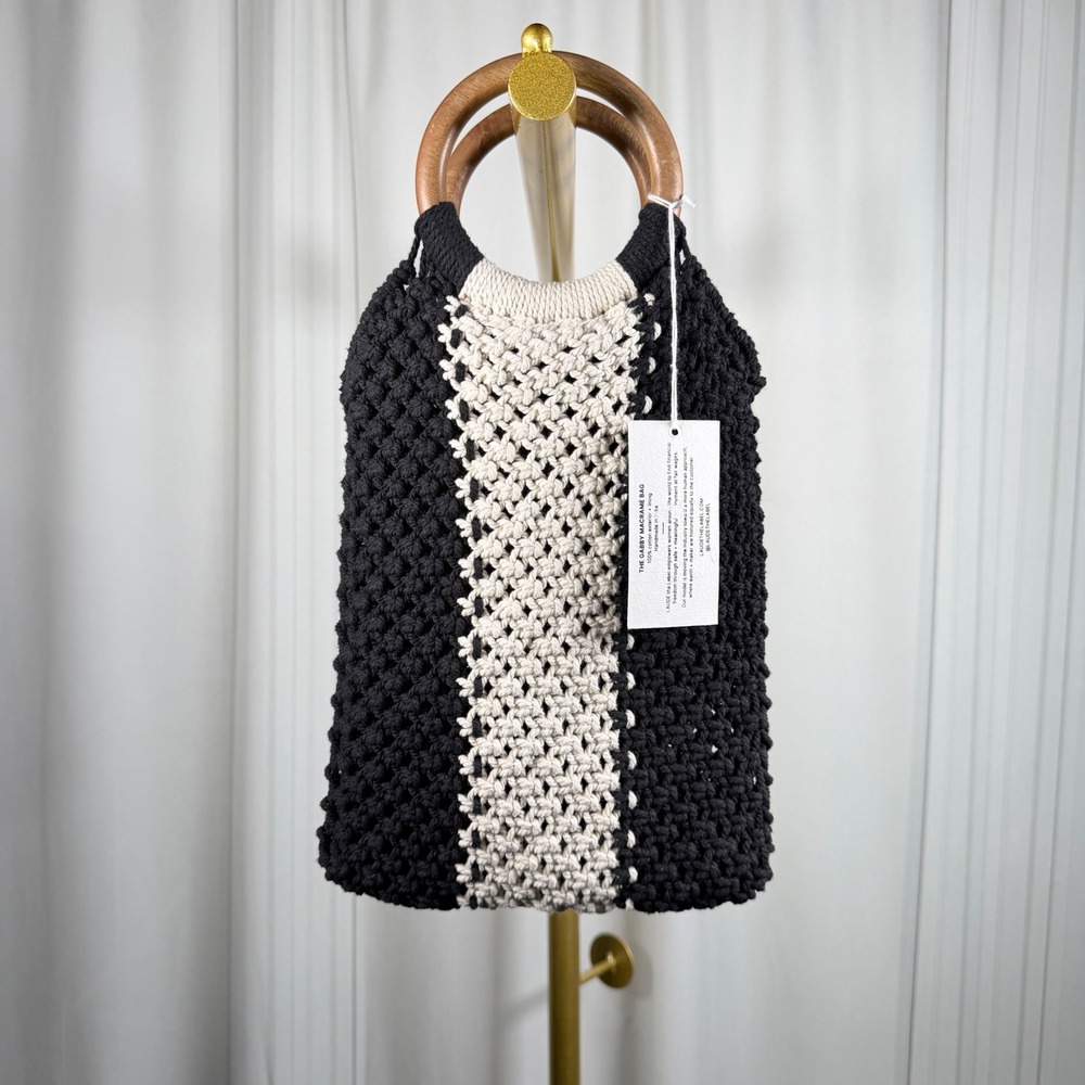 NWT LAUDE the Label x CURATEUR The Gabby Macrame Bag Wood Handle Boho